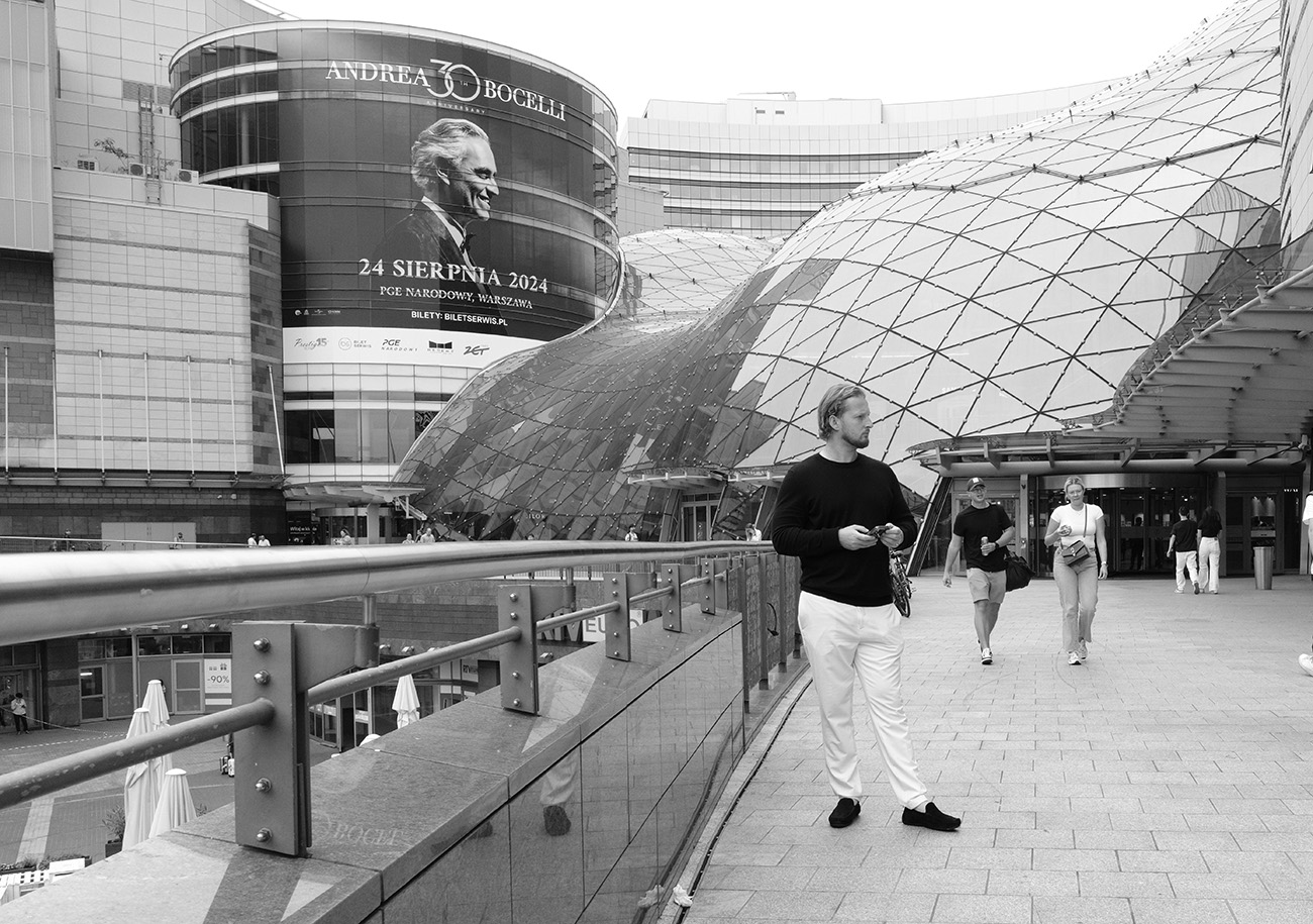 Exterior of 'Zlote Tarasy' shopping center in Warsaw, Poland.